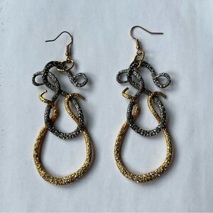 Alexis Bittar Gold and Gunmetal Dangle Earrings